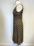 BODEN WHITE & BROWN SPOT SLEEVELESS COTTON A LINE DRESS SIZE 10R