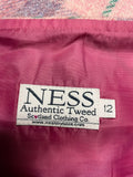 NESS AUTHENTIC TWEED REBECCA PINK & GREEN CHECK TWEED A LINE SKIRT SIZE 12