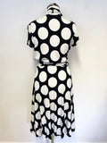 HOBBS NAVY BLUE & WHITE SPOT SHORT SLEEVE WRAP DRESS SIZE 6