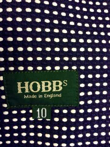 HOBBS NAVY BLUE & WHITE SPOT DOUBLE BREASTED JACKET SIZE 10