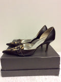 DOLCE & GABBANA DARK BROWN LEATHER & LEOPARD PRINT PONYSKIN HEELS SIZE 3.5/36