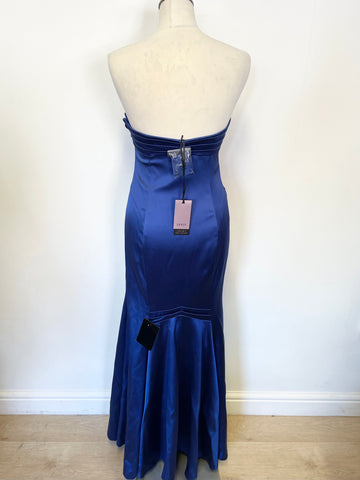 BRAND NEW COAST ROYAL BLUE SATIN LONG SPECIAL OCCASION/ EVENING DRESS SIZE 8