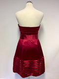 COAST RED SATIN STRAPLESS COCKTAIL DRESS SIZE 12