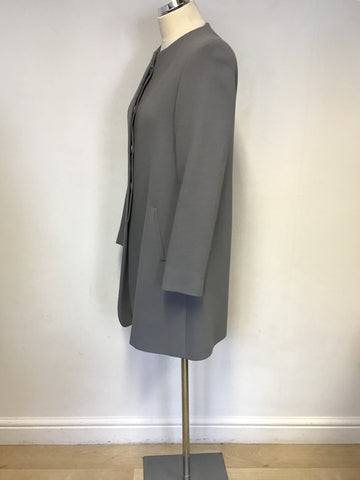 DESIGNER GOAT GREY REDGRAVE GREY LONGER LINE WOOL COAT SIZE 12