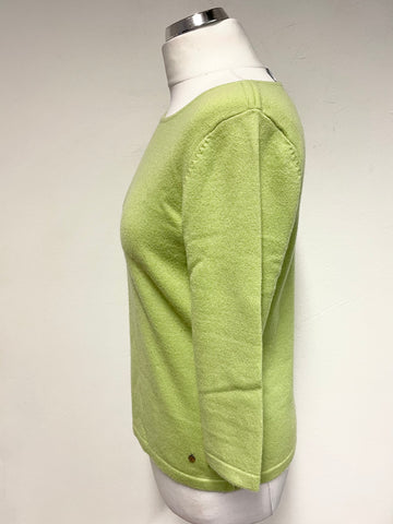MADELEINE 100% CASHMERE LIME GREEN JUMPER SIZE 10/12