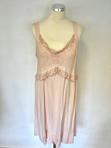 GHOST NUDE PINK EMBROIDERED DRESS SIZE LL UK 12/14