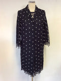 LAUREL DARK BLUE & WHITE FLORAL LACE DRESS & COAT SUIT SIZE 8