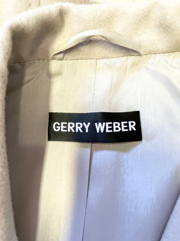 GERRY WEBER BEIGE WOOL BLEND SHORT FITTED JACKET SIZE 14
