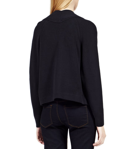 REISS NAVY BLUE KIRT SHORT MILANO STITCH CROPPED JACKET/ CARDIGAN SIZE XS