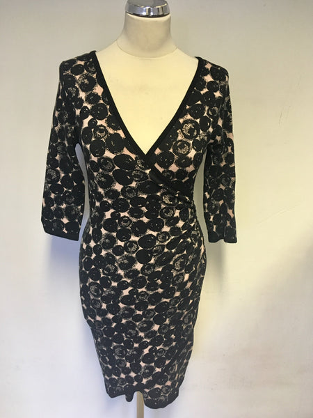 BRAND NEW PHASE EIGHT BLACK & PINK KNIT WRAP DRESS SIZE 10