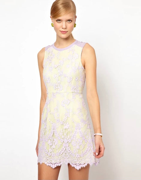 BRAND NEW WHISTLES ELLA LIME & LILAC LACE A LINE DRESS SIZE 16