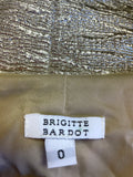 BRIGITTE BARDOT SILVER LUREX LONG SLEEVE LONG EVENING DRESS SIZE 0 UK 6/8