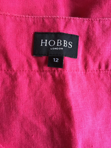 HOBBS FUCHSIA PINK LINEN SLEEVELESS YACHT TOP SIZE 12