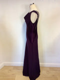 PEARCE FIONDA AUBERGINE STRAPPY LONG EVENING DRESS SIZE 14