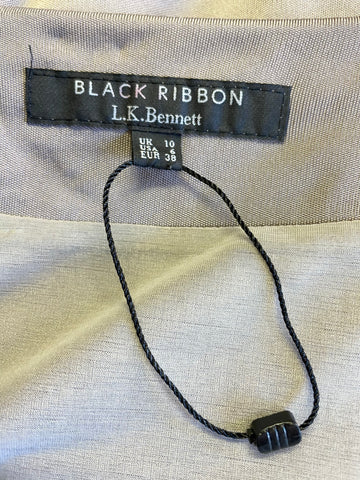 LK BENNETT BLACK RIBBON COLLECTION MINK DRAPED LONG SLEEVE DRESS SIZE 10