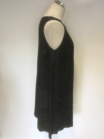 JIGSAW BLACK SILK BEADED,EMBROIDERED & SEQUIN EMBELLISHED SHIFT DRESS SIZE 12