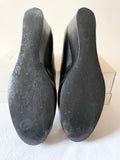 HOBBS BLACK LEATHER PLATFORM SOLE WEDGE HEELS SIZE 7/40