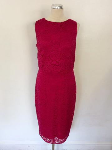 M&CO BOUTIQUE BERRY PINK LACE SLEEVELESS DRESS SIZE 14