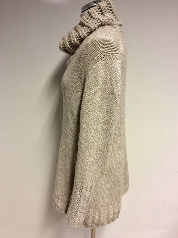 MARCCAIN OATMEAL BEIGE ROLL NECK JUMPER SIZE 4 UK 16