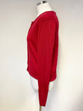 HOBBS RED 100% MERINO WOOL LONG SLEEVE CARDIGAN SIZE L