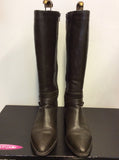 MODA IN PELLE TRENTON OLIVE WRAP AROUND STRAP LONG LEATHER BOOTS SIZE 6/39