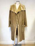 NICOLE FARHI CAMEL SHEEPSKIN MID LENGTH COAT SIZE 10