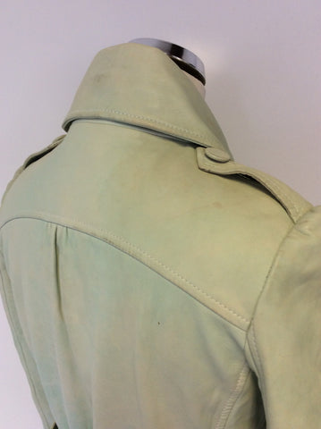 MULBERRY LIGHT GREEN COLOUR WASH LEATHER JACKET SIZE 10