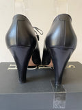 HOBBS BLACK LEATHER MINNIE LACE TIE HEELS SIZE 5/38