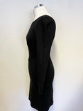 PAUL SMITH BLACK LABEL BLACK 3/4 SLEEVE STRETCH BODYCON DRESS SIZE 42 UK 8/10