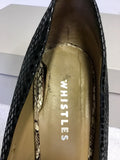 WHISTLES BLACK LEATHER SNAKESKIN HEELS SIZE 7.5/41