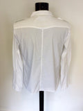 ALL SAINTS WHITE COTTON COLLARLESS LONG SLEEVED SHIRT SIZE L