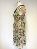 WHISTLES MULTI COLOURED FLORAL PRINT SILK DRESS SIZE 12