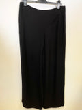 ARMANI COLLEZIONI BLACK 100% SILK HIGH RISE WIDE LEG TROUSERS  SIZE 48 UK 16