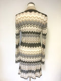 MONSOON METALLIC ZIG ZAG DESIGN FINE KNIT LONG CARDIGAN SIZE 14