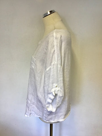 JAEGER WHITE LINEN SHORT SLEEVE TOP SIZE 16