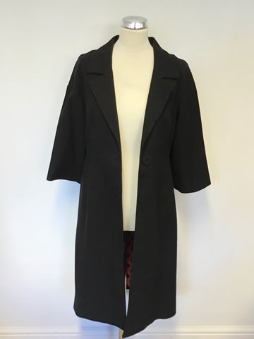 MARKS & SPENCER BLACK COTTON 3/4 SLEEVE SPRING/SUMMER COAT SIZE 12
