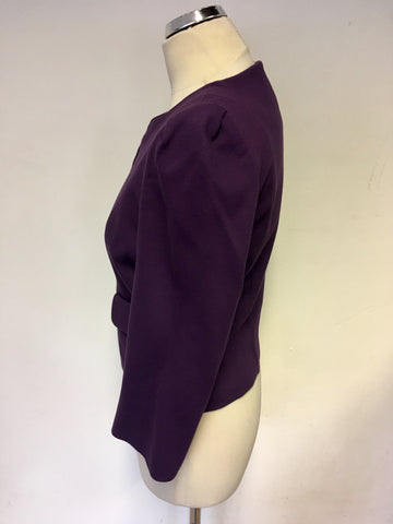PHASE EIGHT PURPLE HOOK & EYE FASTEN BOX JACKET SIZE 10