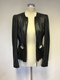 CAVALLI CLASS BLACK SOFT LEATHER PLEATED JACKET WITH GOLD SNAKE CLASP SIZE 10