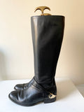LK BENNETT NELIA BLACK LEATHER ELASTICATED PANEL KNEE LENGTH BOOTS SIZE 5/38