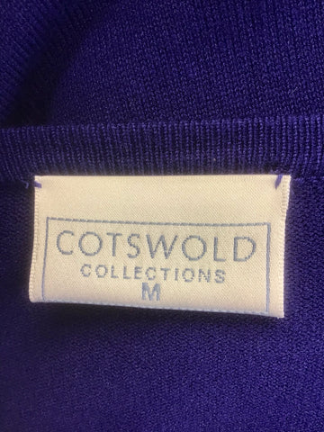 COTSWOLD COLLECTION ROYAL BLUE BEADED TRIM JUMPER WITH BUILT IN CARDIGAN SIZE M