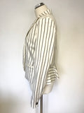 RALPH LAUREN NAVY BLUE & IVORY STRIPE PIMA COTTON & SILK JACKET SIZE 12