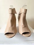 KAREN MILLEN CAMEL LEATHER PEEP TOE SHOE BOOTS SIZE 5/38