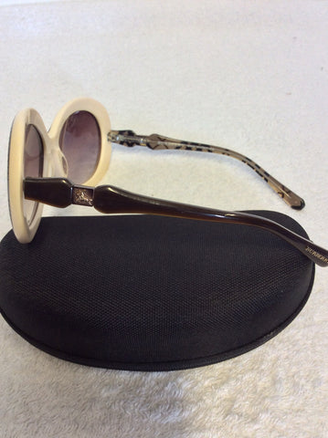 VINTAGE BURBERRY DARK BROWN & CREAM TRIM SUNGLASSES