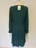 BRAND NEW BODEN GREEN BUTTON FRONT LONG SLEEVE DRESS SIZE 12R