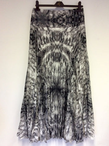 REISS JESSICA GREY PRINT PLEATED MAXI SKIRT SIZE 10