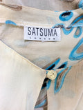 SATSUMA CREAM & TURQUOISE PRINT SLEEVELESS DRESS & MATCHING WRAP AROUND TOP SIZE 12