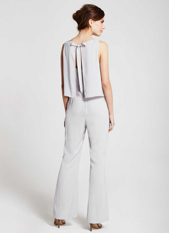 MINT VELVET DOVE GREY CAPE SLEEVELESS JUMPSUIT SIZE 14