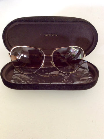 TOM FORD CHARLES GOLD FRAME AVIATOR SUNGLASSES