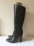 MARKS & SPENCER AUTOGRAPH BLACK LEATHER HEELED BOOTS SIZE 6/39