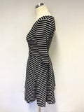 FRENCH CONNECTION BLACK & WHITE STRIPE SKATER DRESS SIZE 8